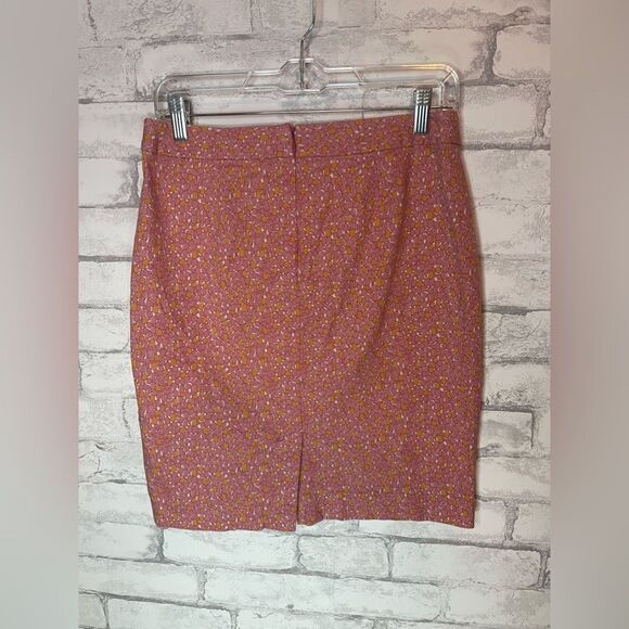 Y2K Talbots Petite Tulip Print Pencil Skirt Pink Orange and Cream Colors - Picture 2 of 7